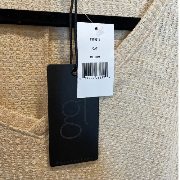 Gibson Look Thermal V-Neck Tunic in Oat / Beige Medium NWT NEW - Picture 4 of 7